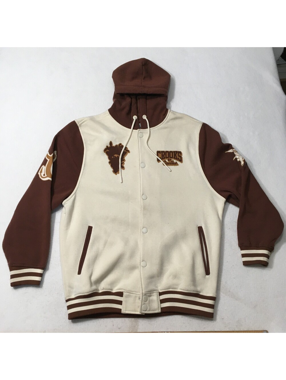 Crooks Castles Graphic HOODED Sweatshirt CANT STOP THE CROOKS SEE LT. STAINS